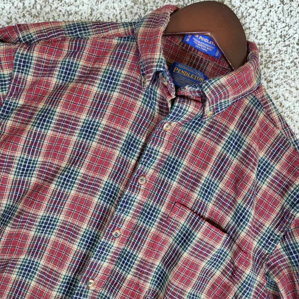 Sir Pendleton Mens Plaid‎ Button Up Shirt 100% Wool Long Sleeve Medium Read*